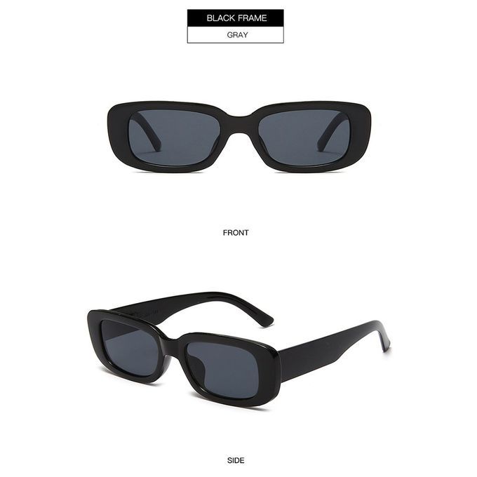 Portable Square Sunglasses Travel Rectangle Small Vintage Retro Sunglasses-black Frame Black Gray Slices-144*145*40mm