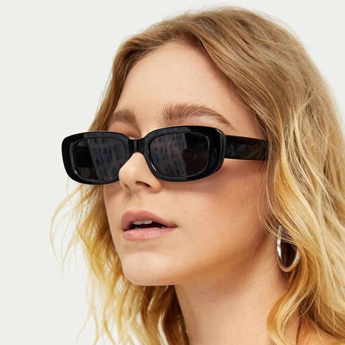 Portable Square Sunglasses Travel Rectangle Small Vintage Retro Sunglasses-black Frame Black Gray Slices-144*145*40mm