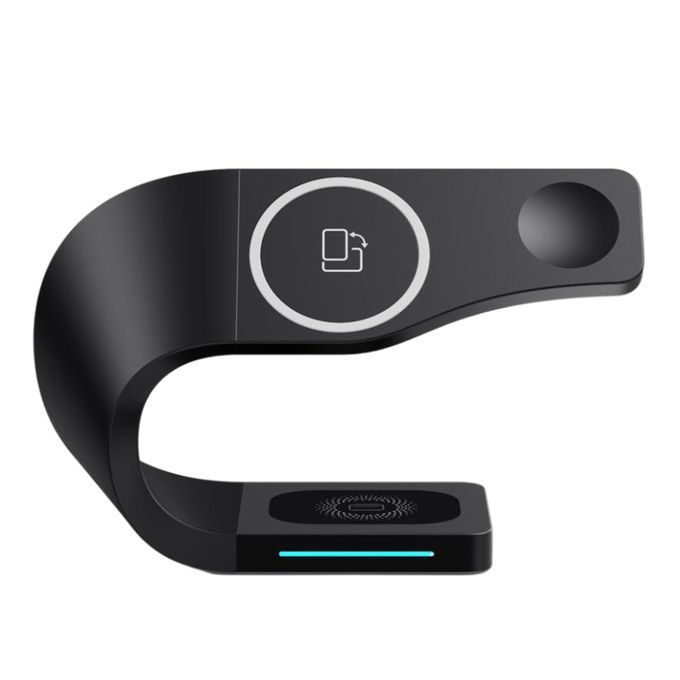 4IN1 Qi Wireless Charger Stand Charging Station Dock 15W Fast Black