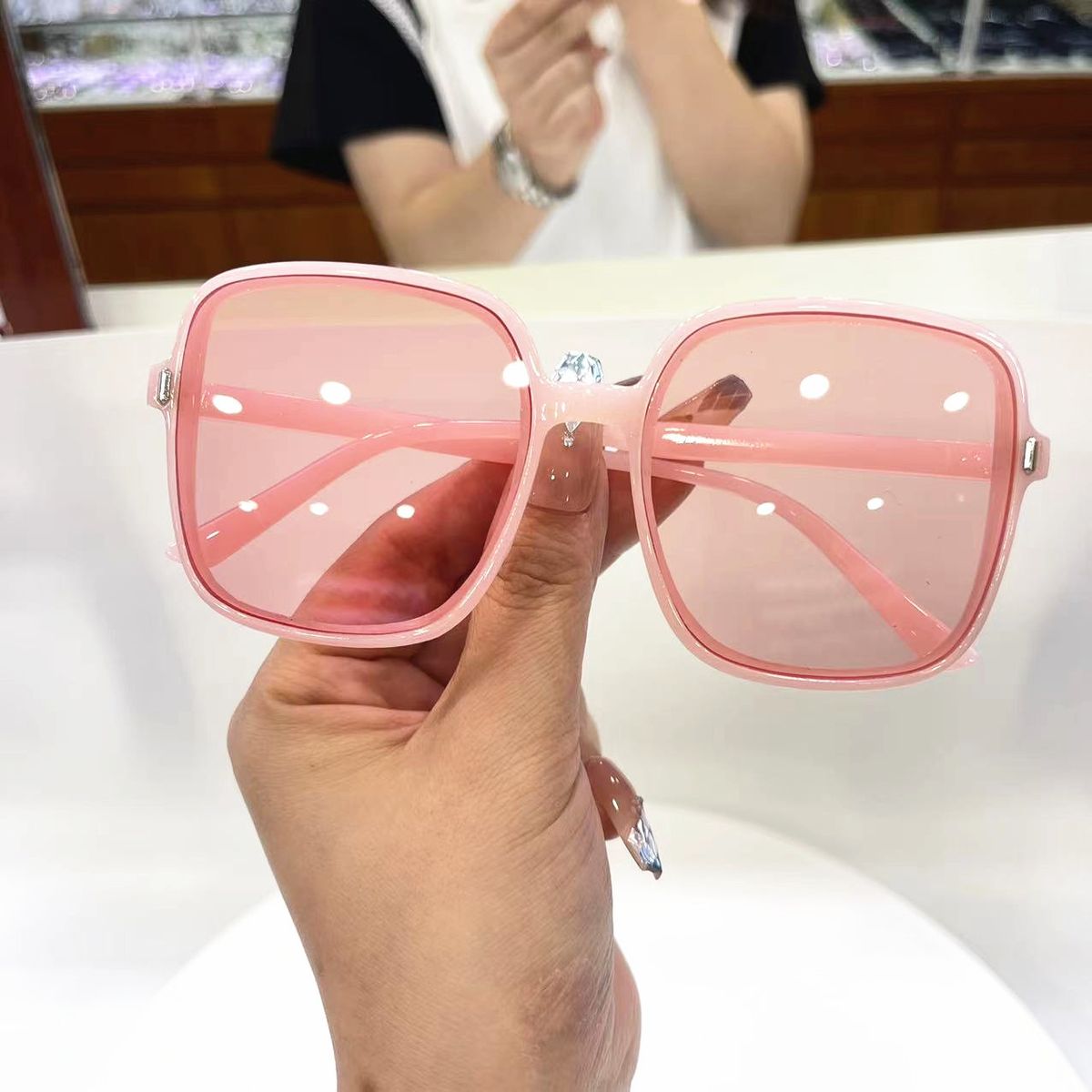 Women  Oversize Retro Square UV Protection Sunglasses - Pink