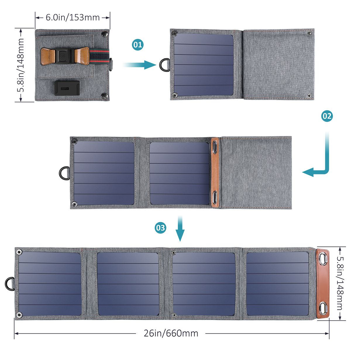 14W Foldable Solar Charger Panel Folding Bag - SC004