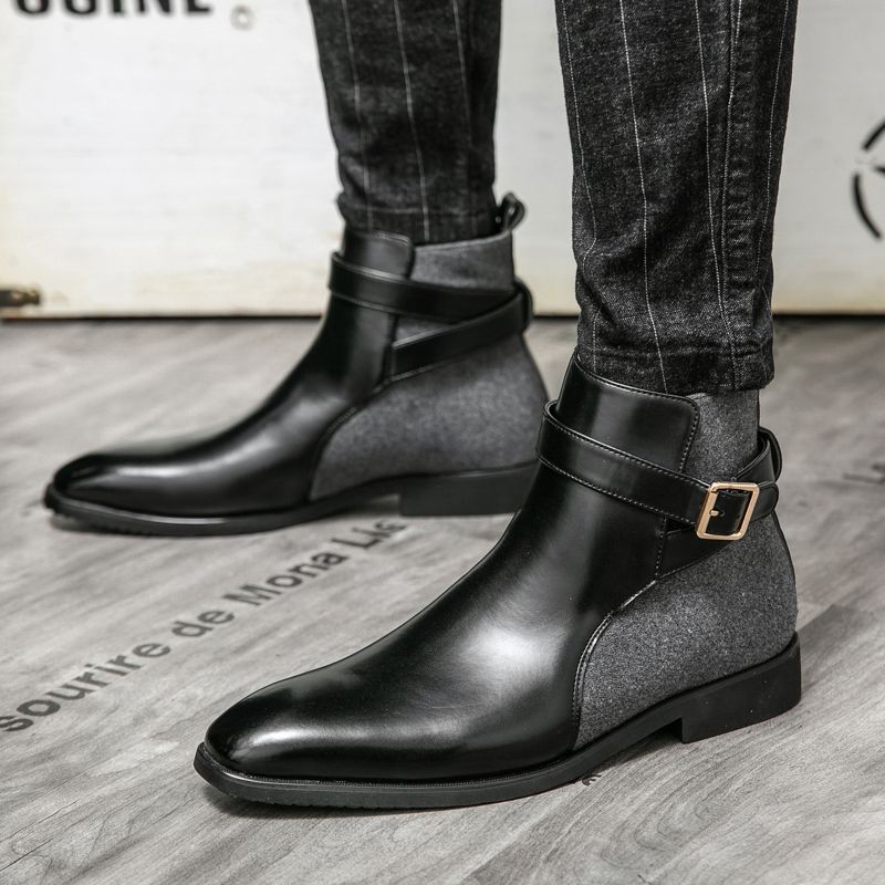 39-48 Men Leather Boots Stitching Business Shoes Ankle Martin Chelsea Boots