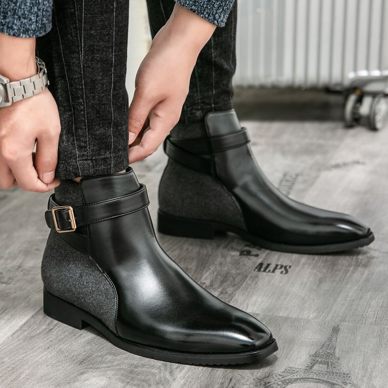 39-48 Men Leather Boots Stitching Business Shoes Ankle Martin Chelsea Boots