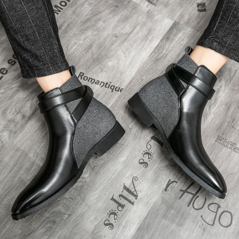39-48 Men Leather Boots Stitching Business Shoes Ankle Martin Chelsea Boots