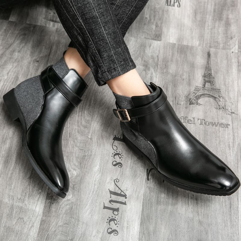 39-48 Men Leather Boots Stitching Business Shoes Ankle Martin Chelsea Boots