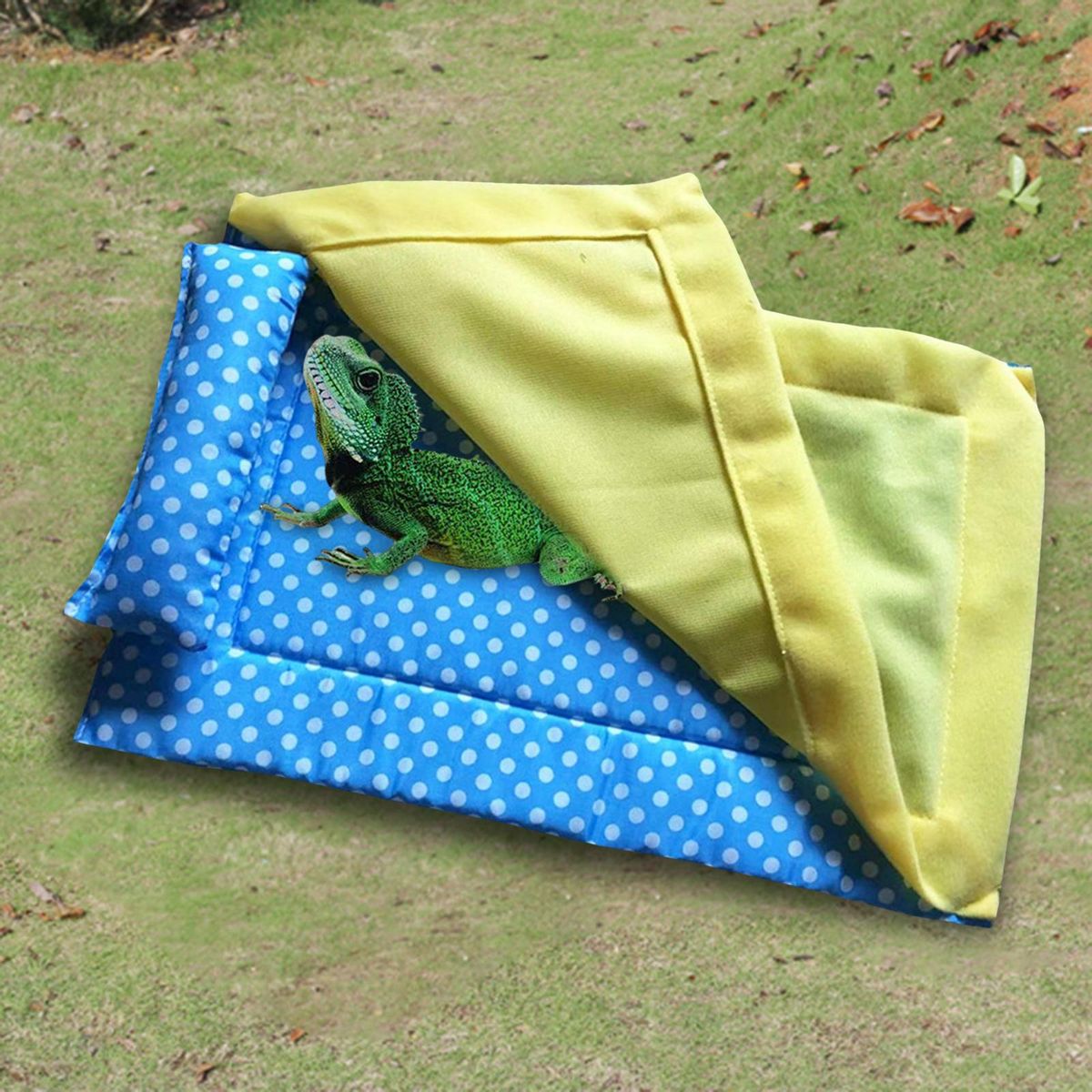 Reptile Sleeping Bag With Blanket Pillow Cage Nap Mat For Bearded Blue