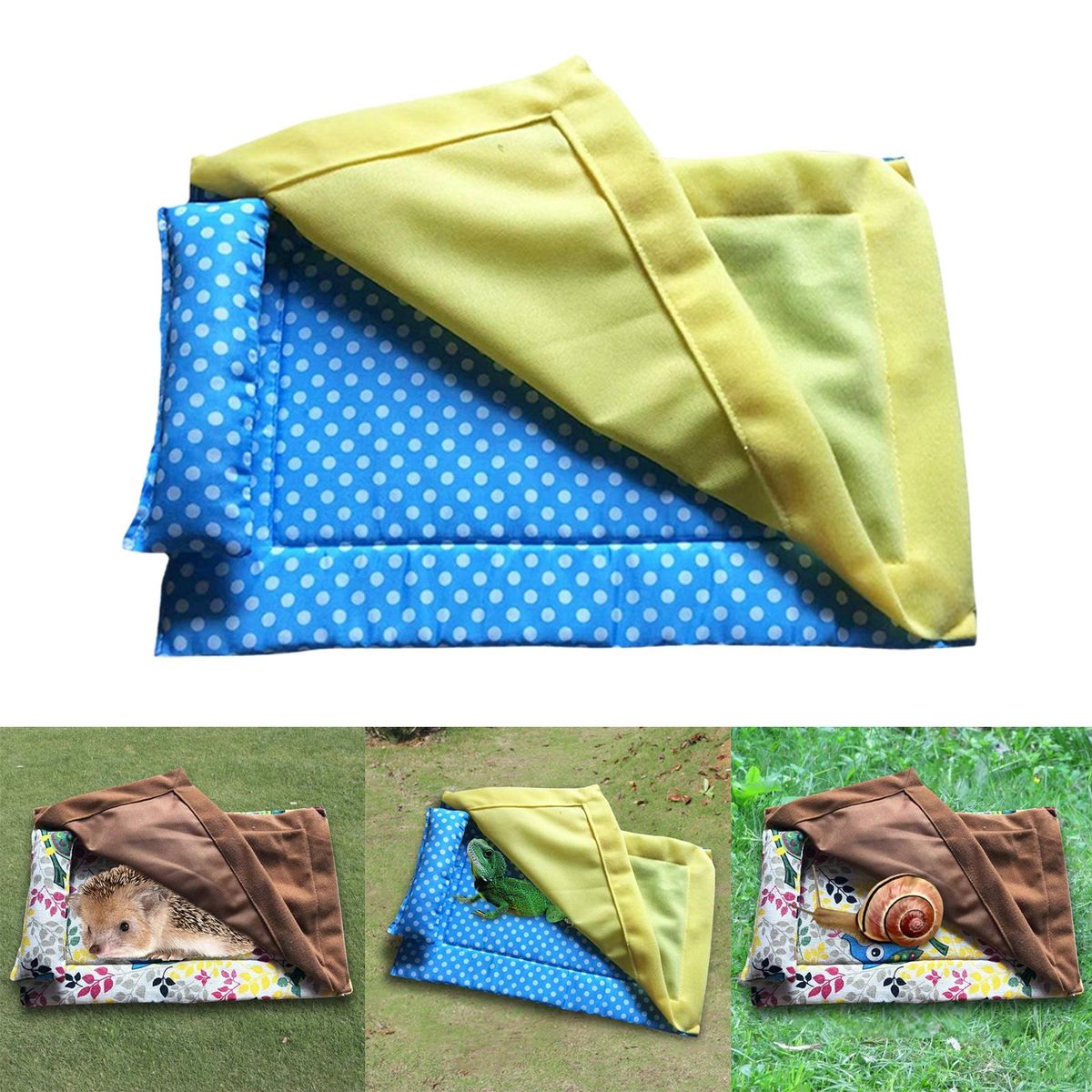 Reptile Sleeping Bag With Blanket Pillow Cage Nap Mat For Bearded Blue