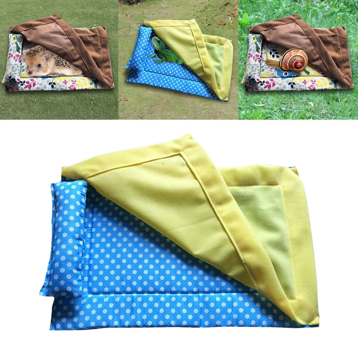 Reptile Sleeping Bag With Blanket Pillow Cage Nap Mat For Bearded Blue