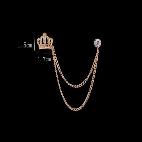 King Lapel Men's Rhinetone Tassel Chain Suite Brooch Pin