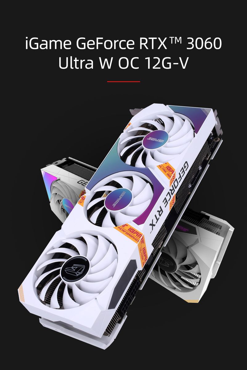 IGame GeForce RTX 3060 Ultra W Graphic Card 12GB GDDR6 Gaming Video Card RGB Computer GPU Support One-Key OC LHR