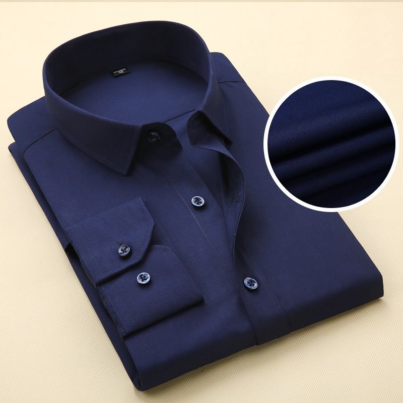 Men's Corporate Formal Office Plain Slim Fit Long Sleeve Navy Blue Shirt