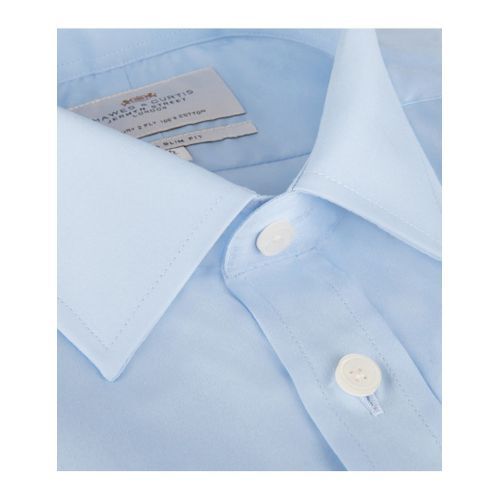Men's Formal Blue Poplin Slim Fit Shirt - Double Cuff
