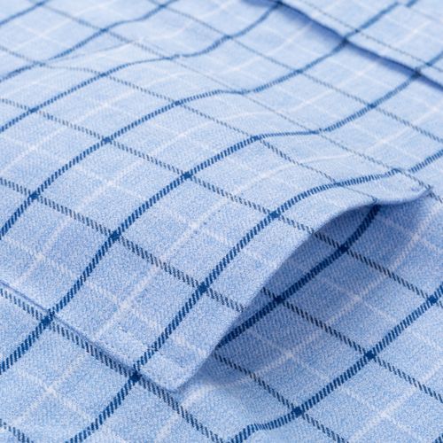 Men's Fashion Brushed Cotton Checkered Plaid Shirt Single Patch Pocket Standard-fit Full Sleeve Comfortable Thick Casual Shirts(18-581)
