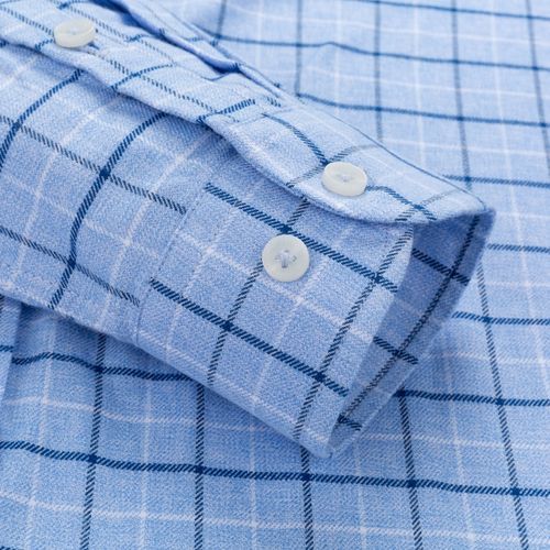 Men's Fashion Brushed Cotton Checkered Plaid Shirt Single Patch Pocket Standard-fit Full Sleeve Comfortable Thick Casual Shirts(18-581)