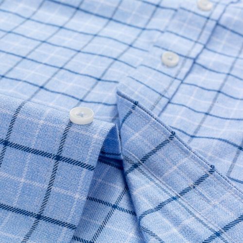 Men's Fashion Brushed Cotton Checkered Plaid Shirt Single Patch Pocket Standard-fit Full Sleeve Comfortable Thick Casual Shirts(18-581)