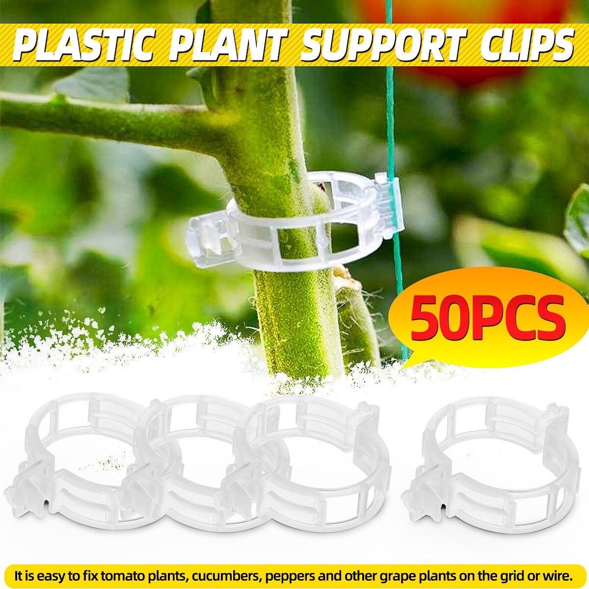 50Pcs Plant Garden Clips Trellis For Vine Tomato Upright Grow Veget Tool