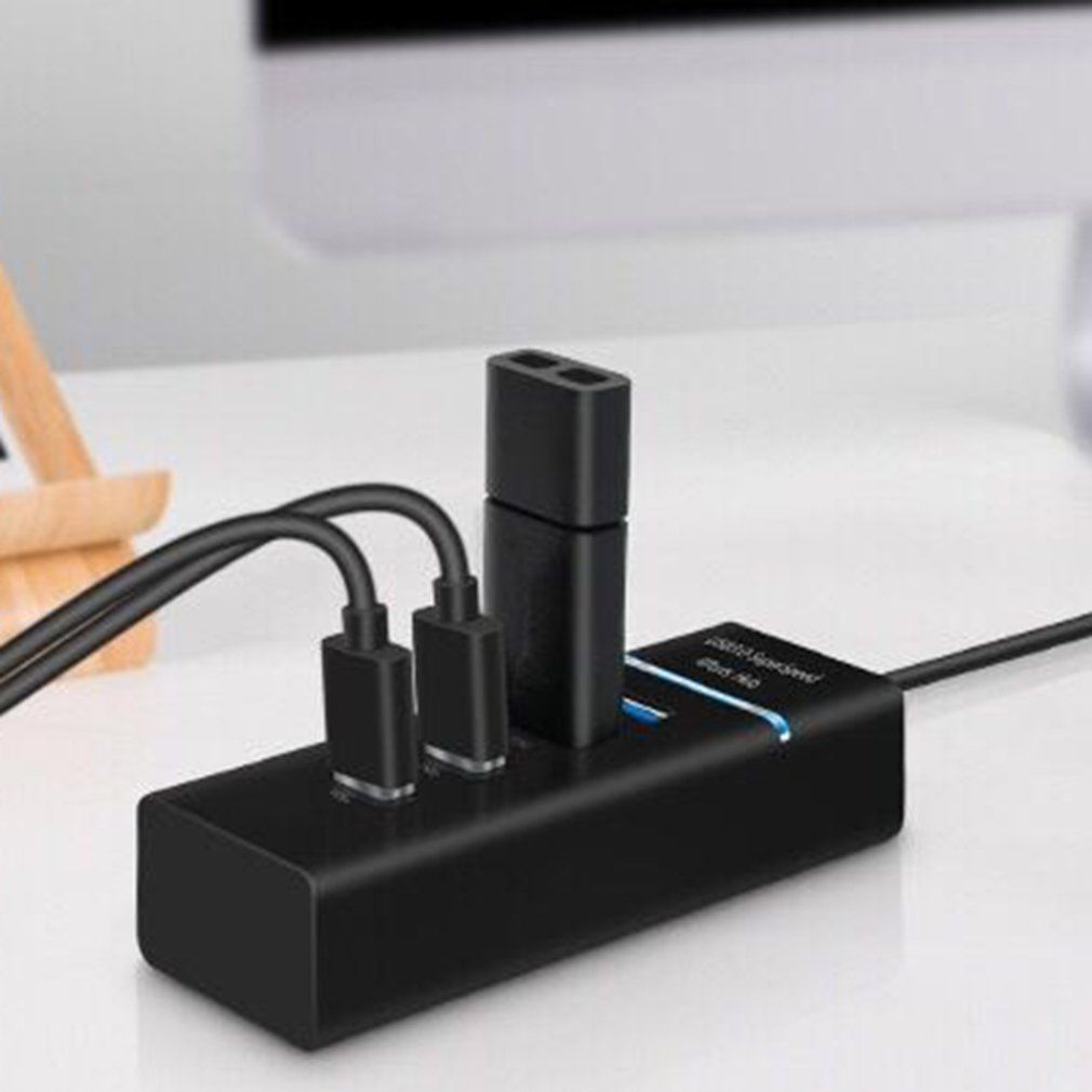 4 Ports USB 3.0 HUB With Power Charging And Switch Multiple USB Splitter Porta Panel USB3.0 USB3 USB-HUB Hab USB Adapter White