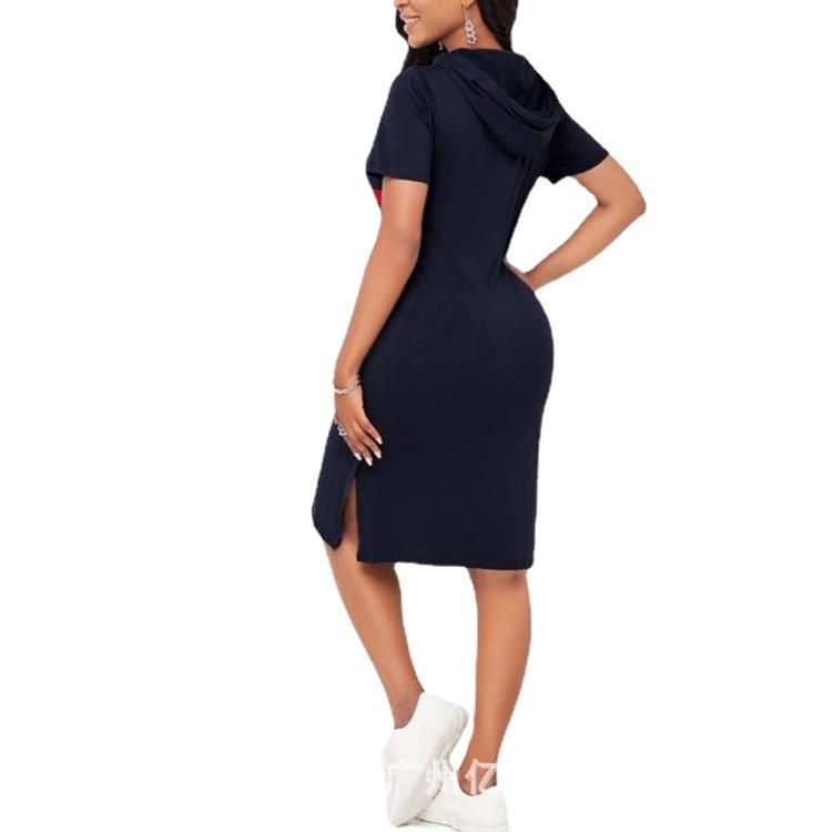 Women's summer new patchwork mid length slim casual dress