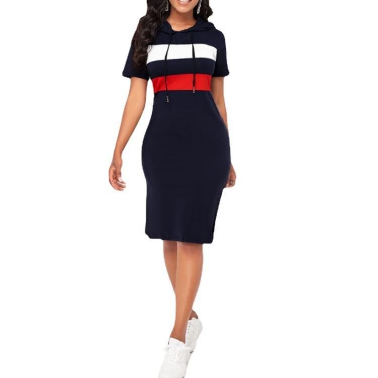Women's summer new patchwork mid length slim casual dress