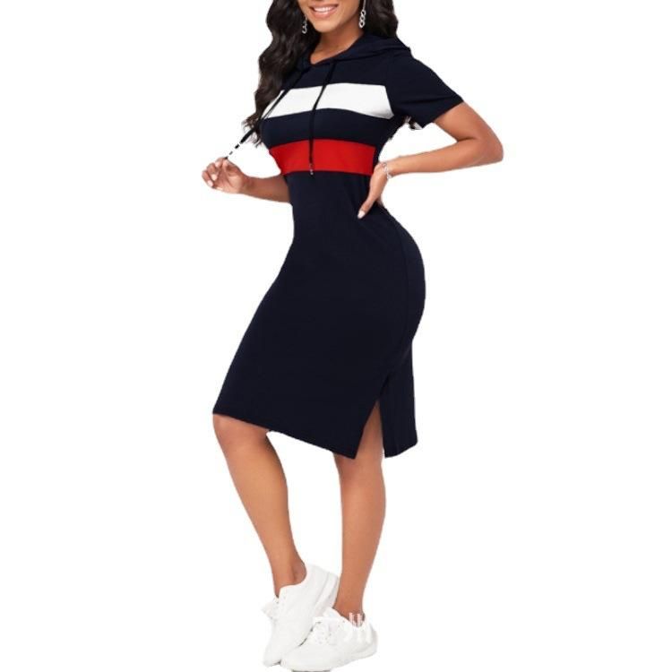 Women's summer new patchwork mid length slim casual dress