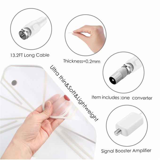 Indoor Tv Antenna Digital Hd TV Antenna Supports 4K 1080P+ Signal Booster Supports All TVs
