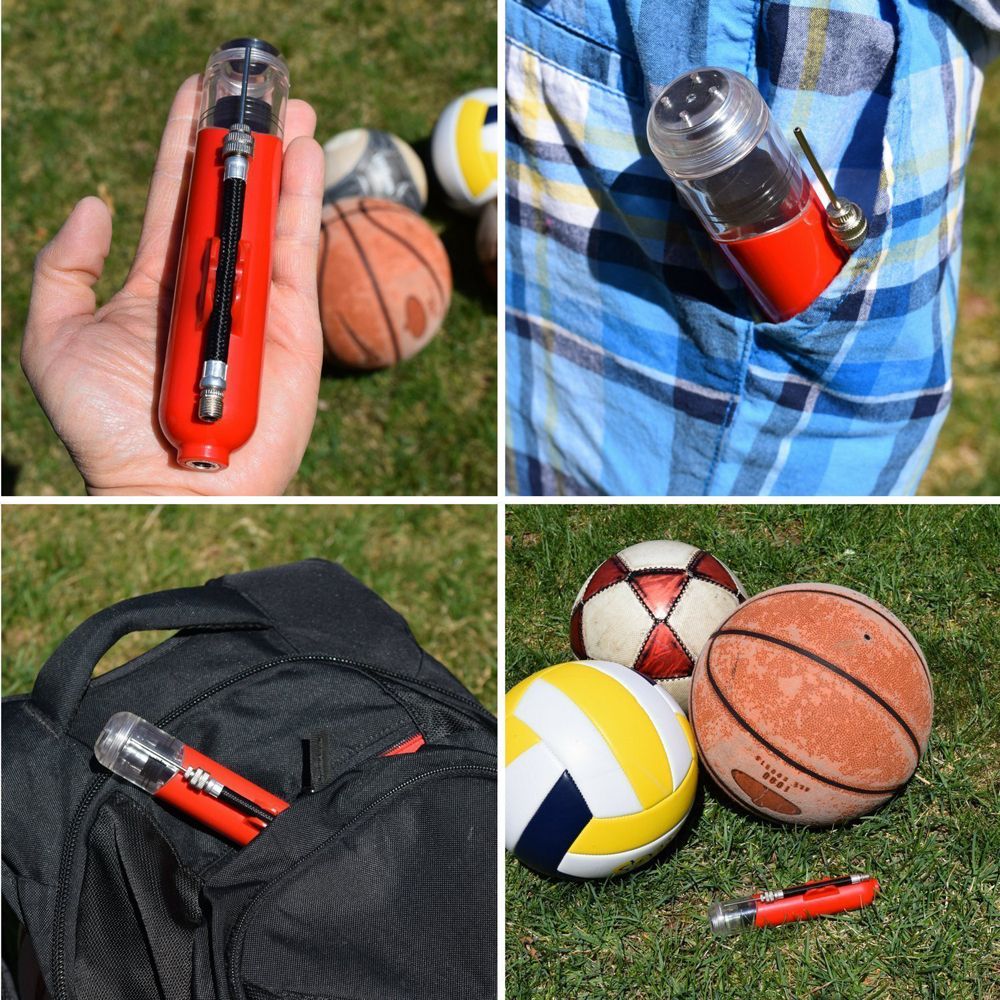 Mini Ball Air Pump Basketball Football Inflator Pump-Red