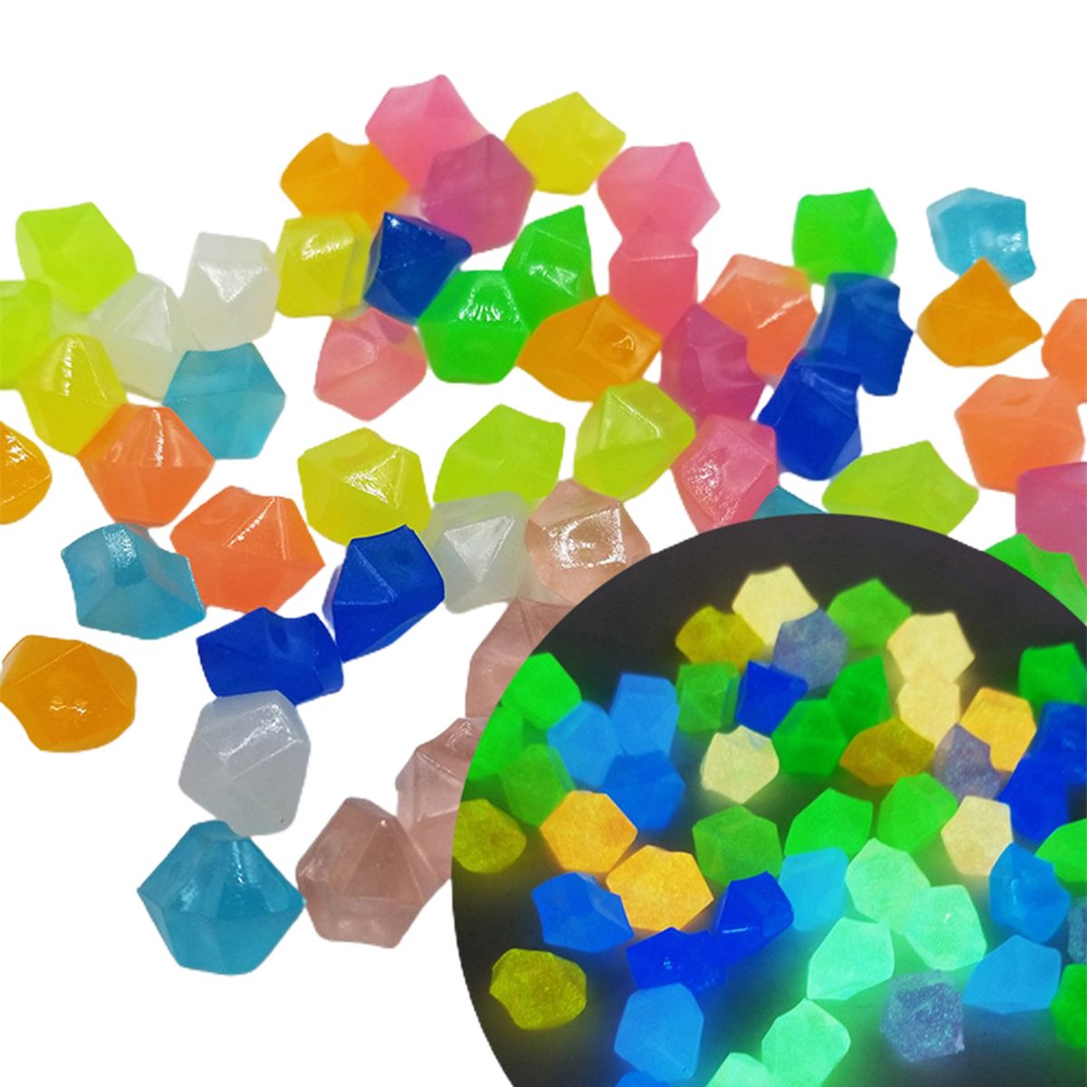300Pcs Luminous Stone   Glow In The Dark Pebbles Mix Color