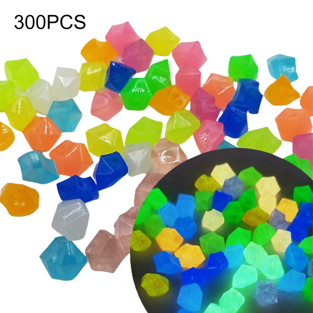 300Pcs Luminous Stone   Glow In The Dark Pebbles Mix Color