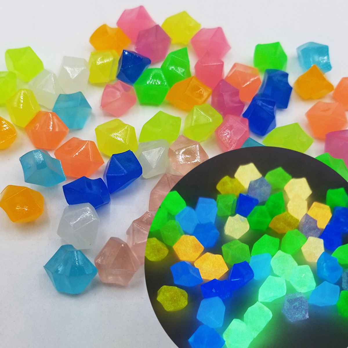 300Pcs Luminous Stone   Glow In The Dark Pebbles Mix Color