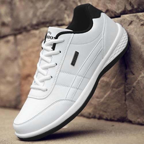 Leather Men Shoes Sneakers Trend Casual Shoe Breathable White