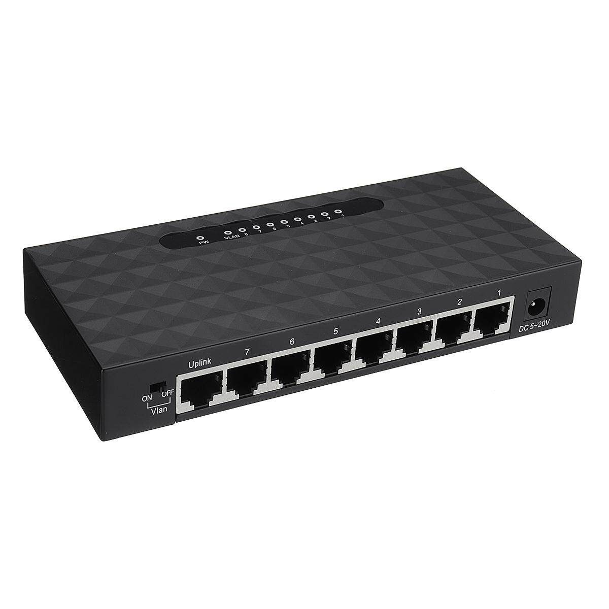 5V 8Ports RJ-45 10/100Mbps LAN Gigabit Ethernet Netzwerk Switch Internet Hub
