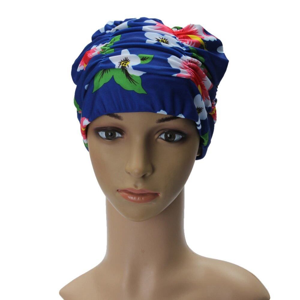 Swim Cap Elasticated For Long Hair Adult Women Men Flower Big Flower