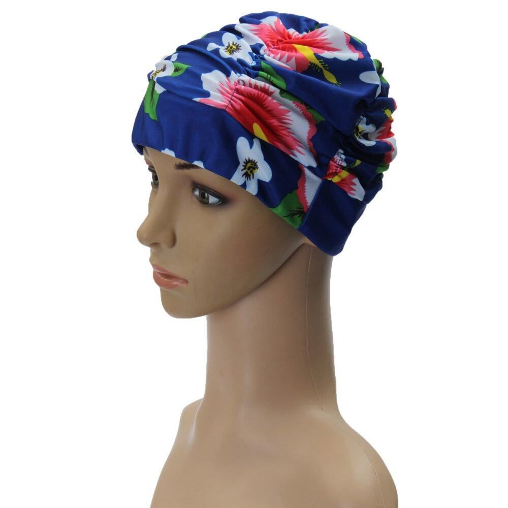 Swim Cap Elasticated For Long Hair Adult Women Men Flower Big Flower