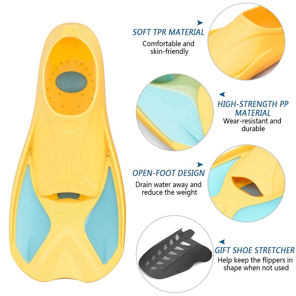 Kids Short Light Swim Fins Flippers For Swimming Snorkeling
