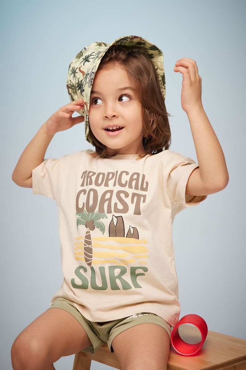 BabyBoy Casual Regular Fit Knitted Short Sleeve T-Shirt - Beige