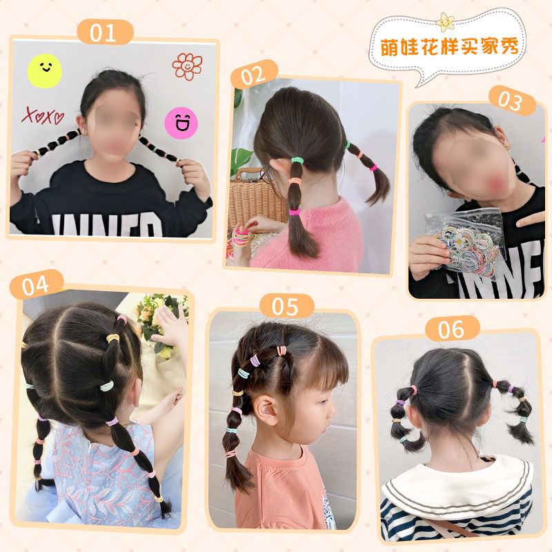 100 Pcs Children Color Small Hair Bands Rubber
