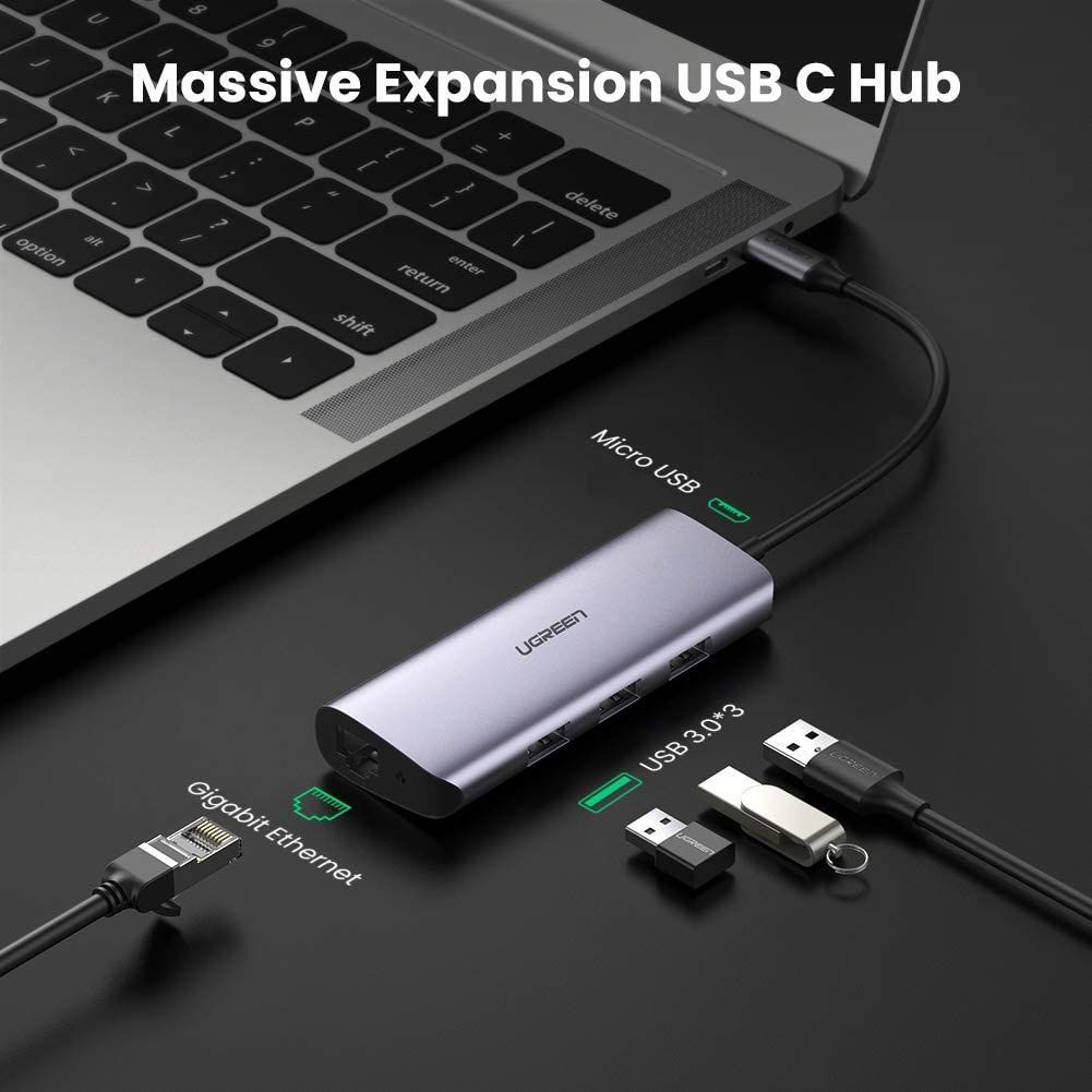 USB-C To 3xUSB 3.0+RJ45+USB-C Multifunction Adapter