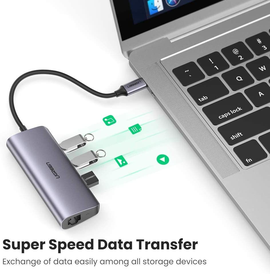 USB-C To 3xUSB 3.0+RJ45+USB-C Multifunction Adapter