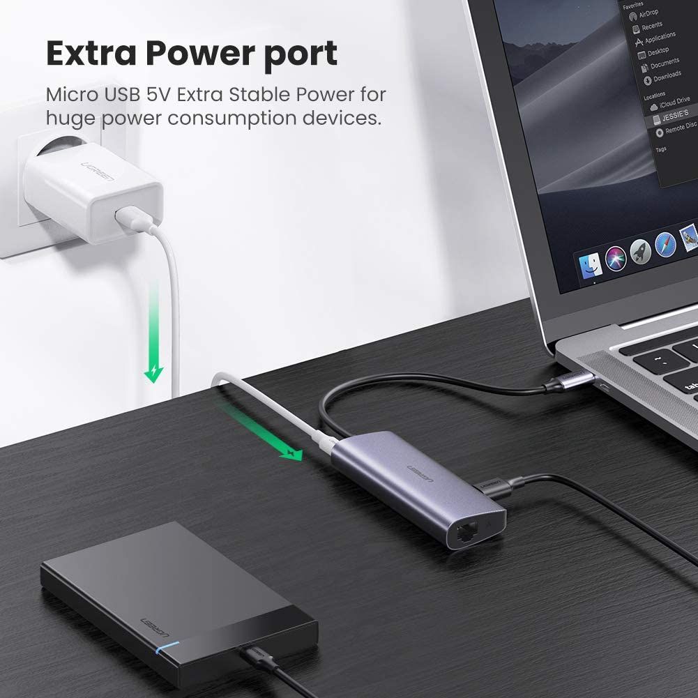 USB-C To 3xUSB 3.0+RJ45+USB-C Multifunction Adapter