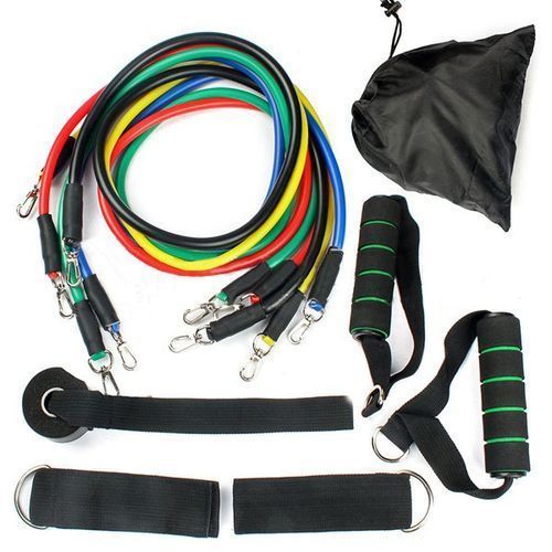 11 PCS Resistance Band Set Yoga Pilates Abs Exercise Fitness Tube Workout Bands