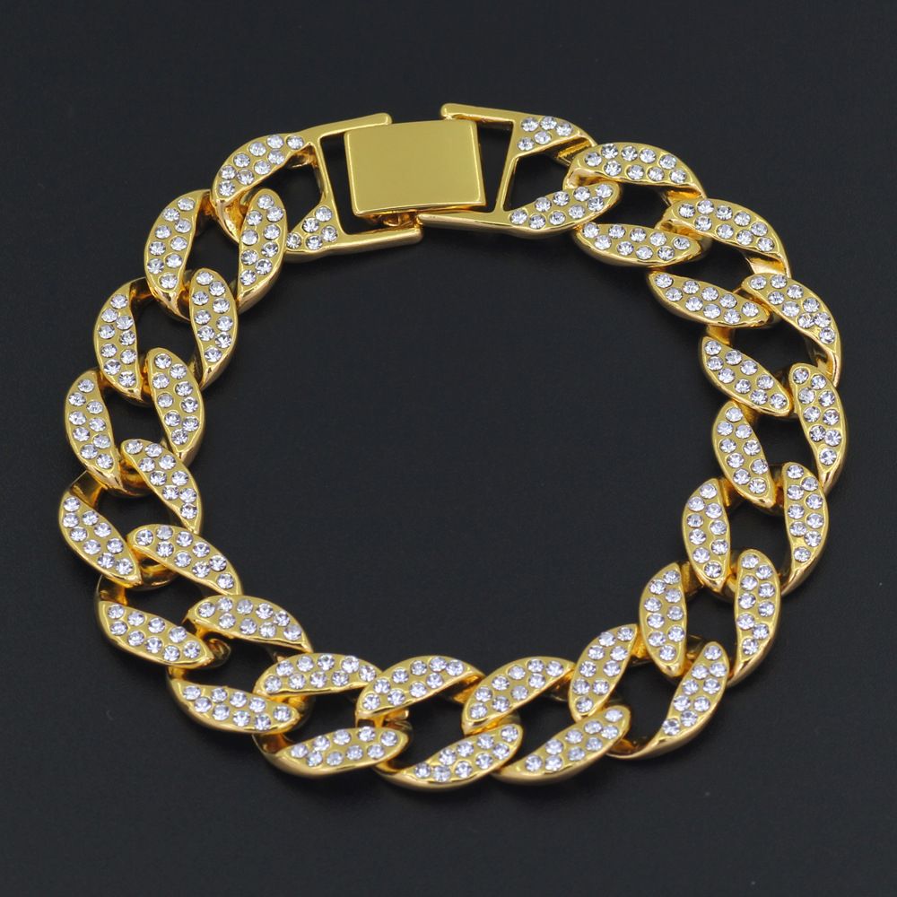 Mens Hip Hop Watch 9" Bracelet 28" Cuban Chain Necklace