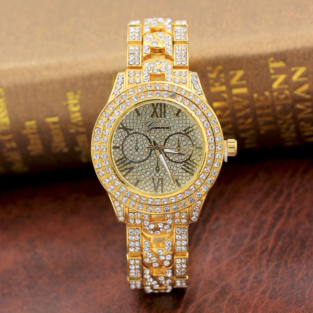 Mens Hip Hop Watch 9" Bracelet 28" Cuban Chain Necklace