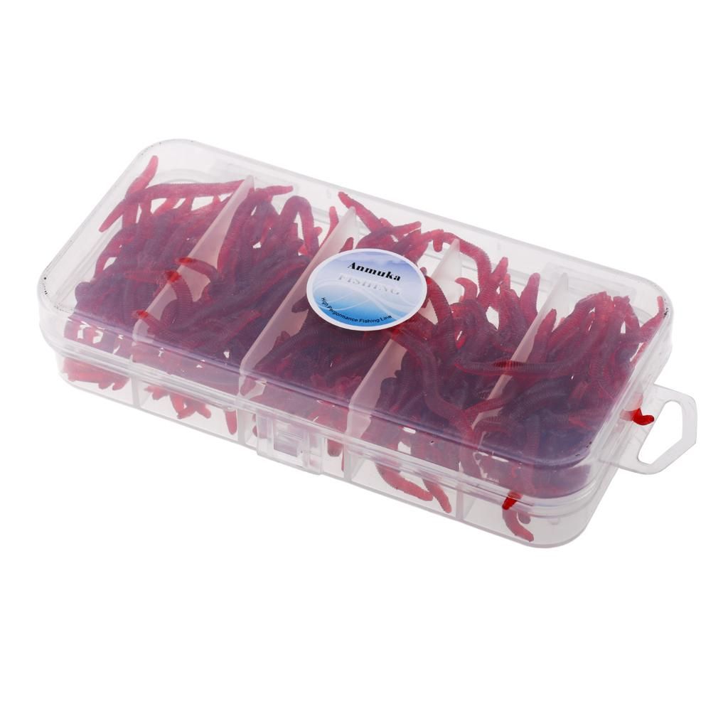 150Pcs Soft   Bait Worm  Hooks Baits Red