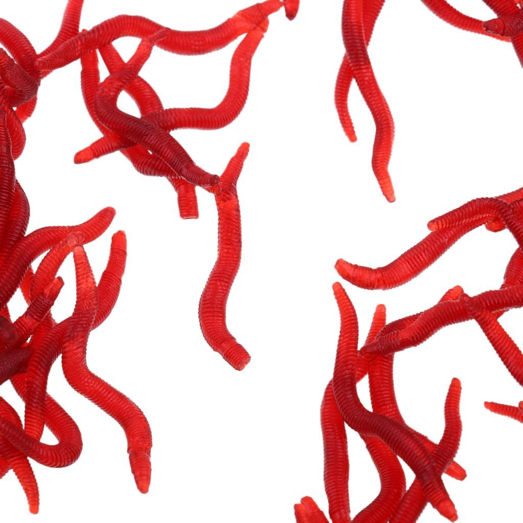 150Pcs Soft   Bait Worm  Hooks Baits Red