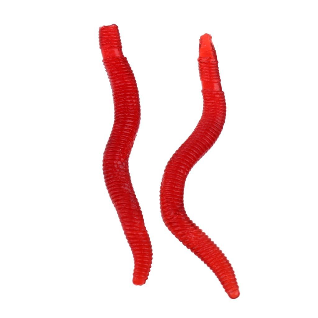 150Pcs Soft   Bait Worm  Hooks Baits Red
