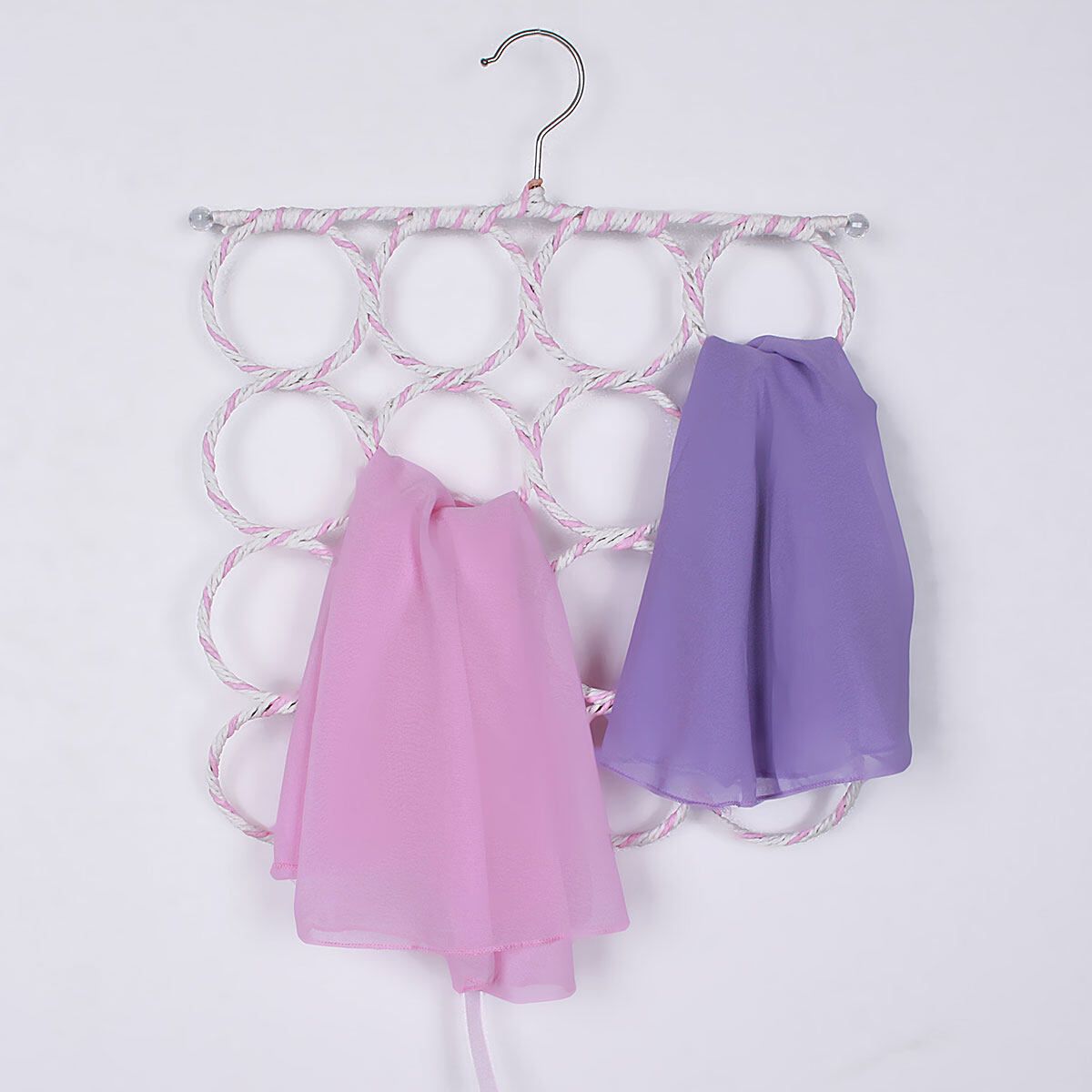 Clothes Tie Belt Shawl Scarf Hanger Holder Closet Organizer Hook 16 Ring Holes 16 Laps
