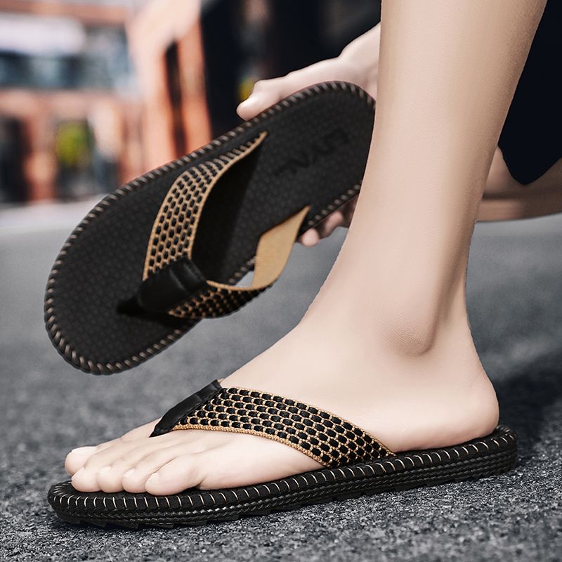 Luxury Gentleman Flip Flops Men Solid Color Sandals Summer Shoes New Arrival High-end Business Flat Slippers Male Indoor Or Outdoor Slides Grey