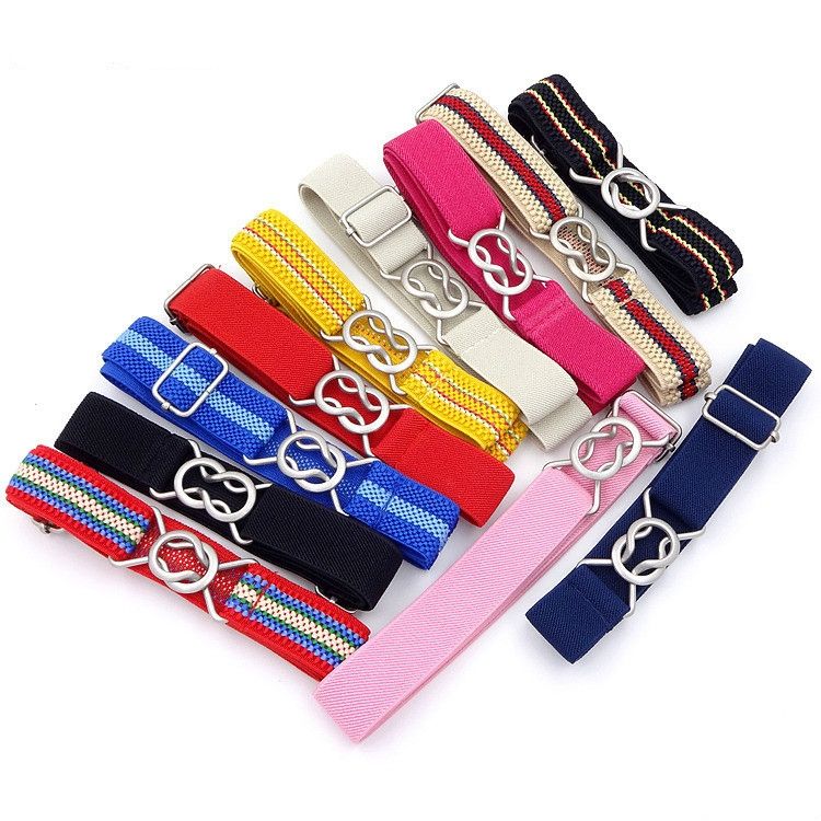 Candy-colored 8-Character Clasp Elastic Braided Belt For Children(Rose Red)