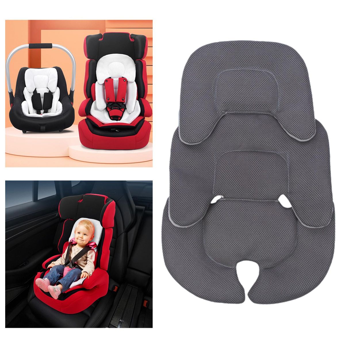 Baby Stroller Cushion Car Seat Insert Polar Fleece For Baby Grey