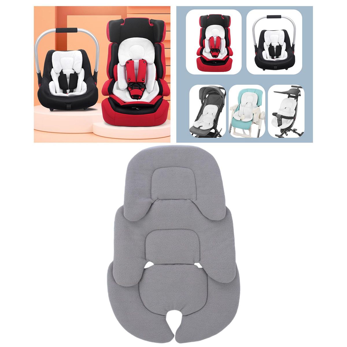 Baby Stroller Cushion Car Seat Insert Polar Fleece For Baby Grey